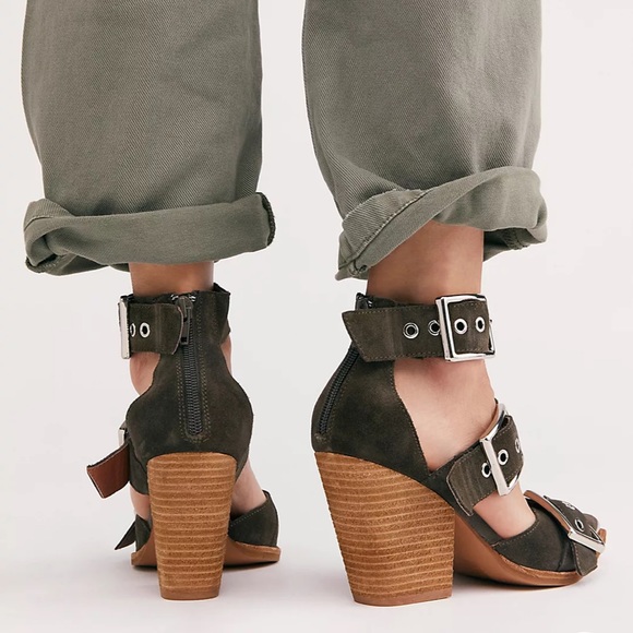 Jeffrey Campbell x Free People Hendrix Heel Khaki Olive SuedeUS 7 EU 38 NWOB - Picture 2 of 12